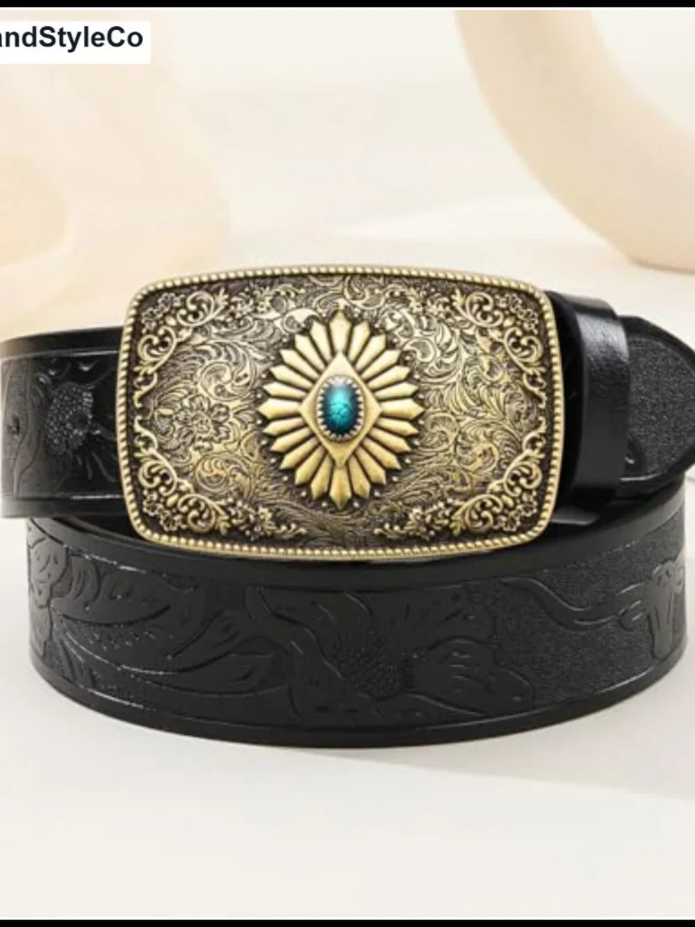 Vintage Turquoise Western Belt Buckle Men Women Zinc Alloy Cowboy Snap On
